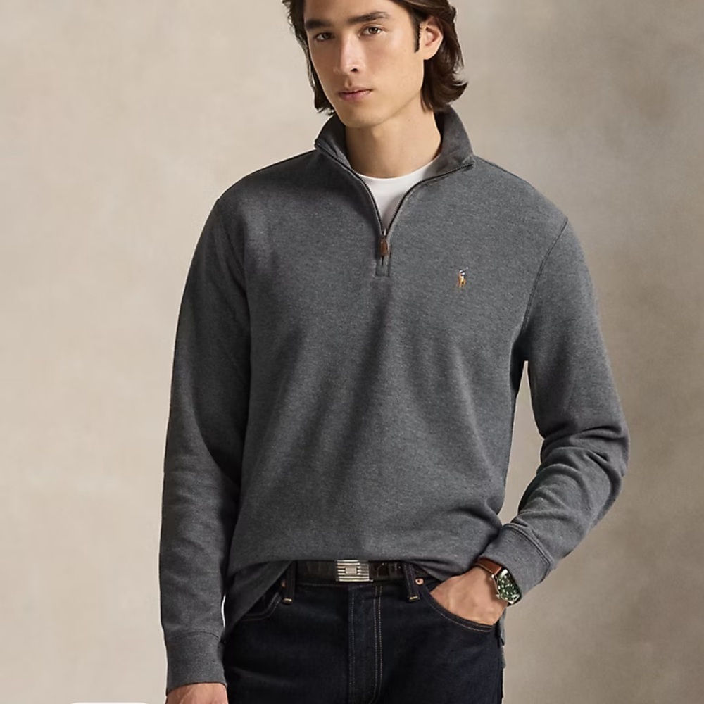 POLO RALPH LAUREN Estate-Rib Quarter-Zip Pullover Barclays Heather Men Size XXL